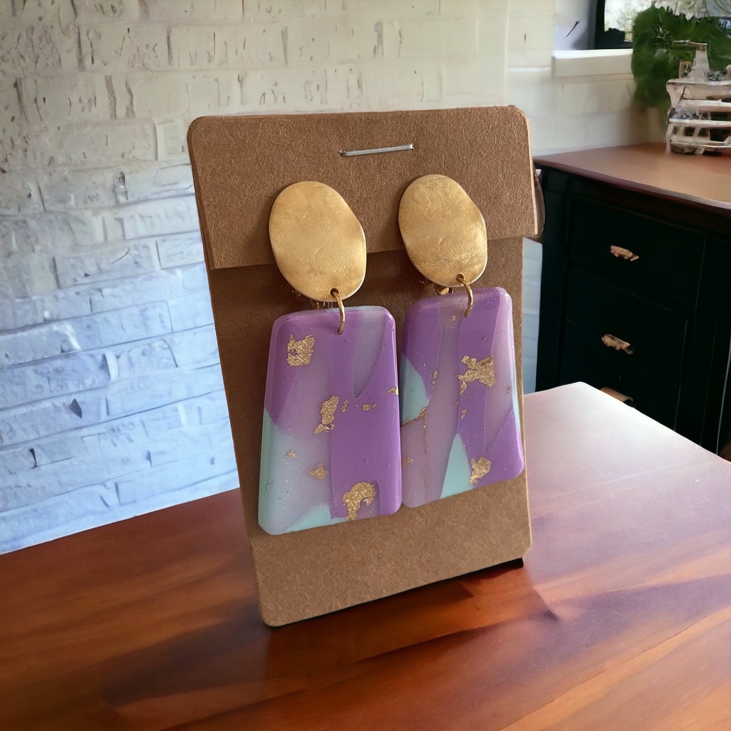 Clips d’oreille Purple Rain Rectangle