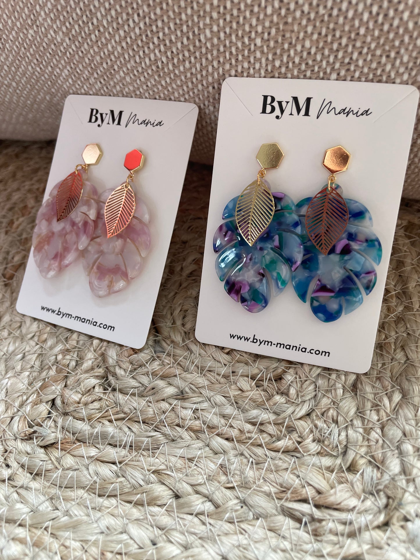 Boucles d'oreille en plaqué Or et résine - Ewa