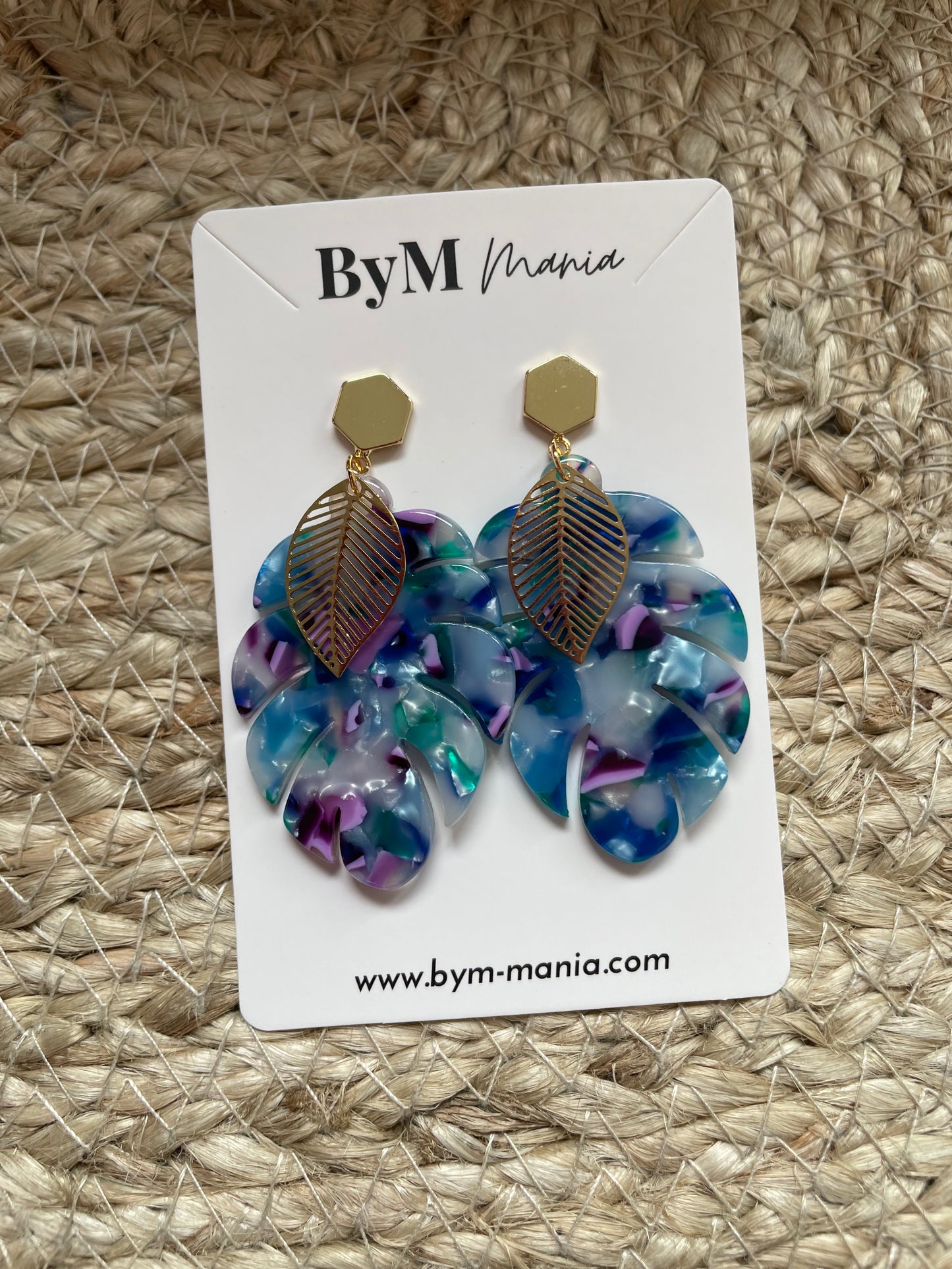 Boucles d'oreille en plaqué Or et résine - Ewa