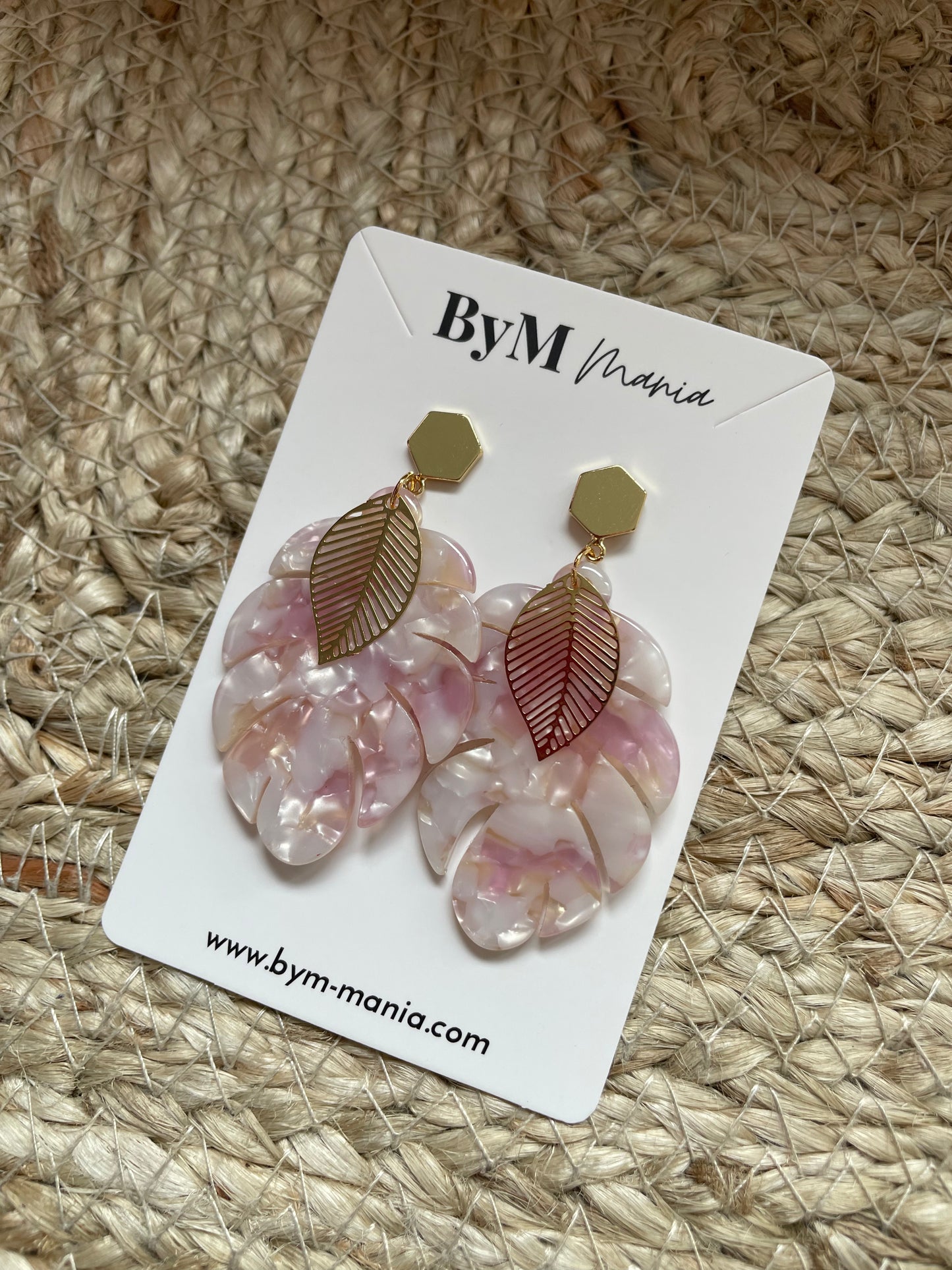 Boucles d'oreille en plaqué Or et résine - Ewa