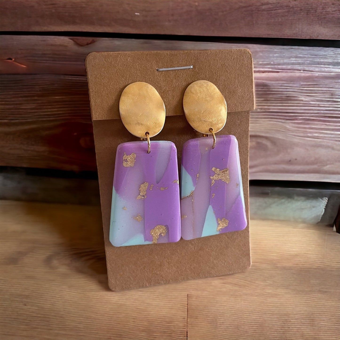 Clips d’oreille Purple Rain Rectangle
